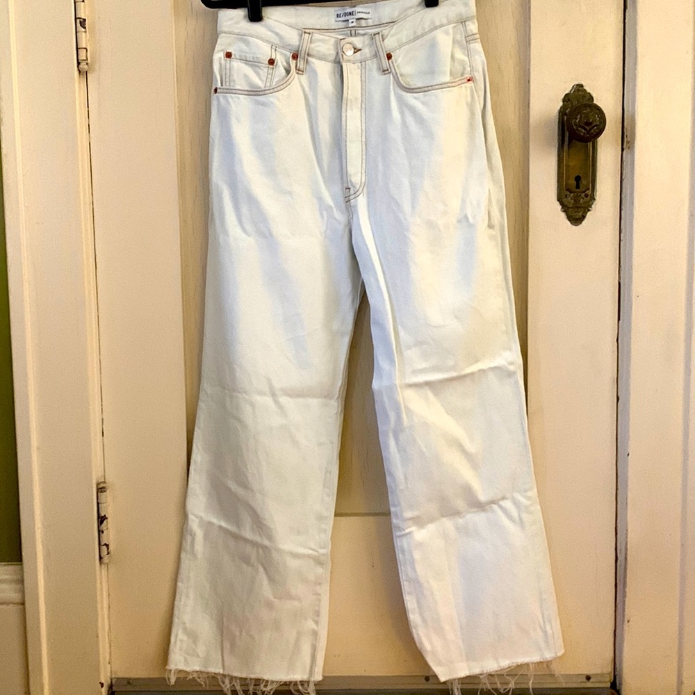RE/DONE Originals bleached out raw hem cropped jean sz 29